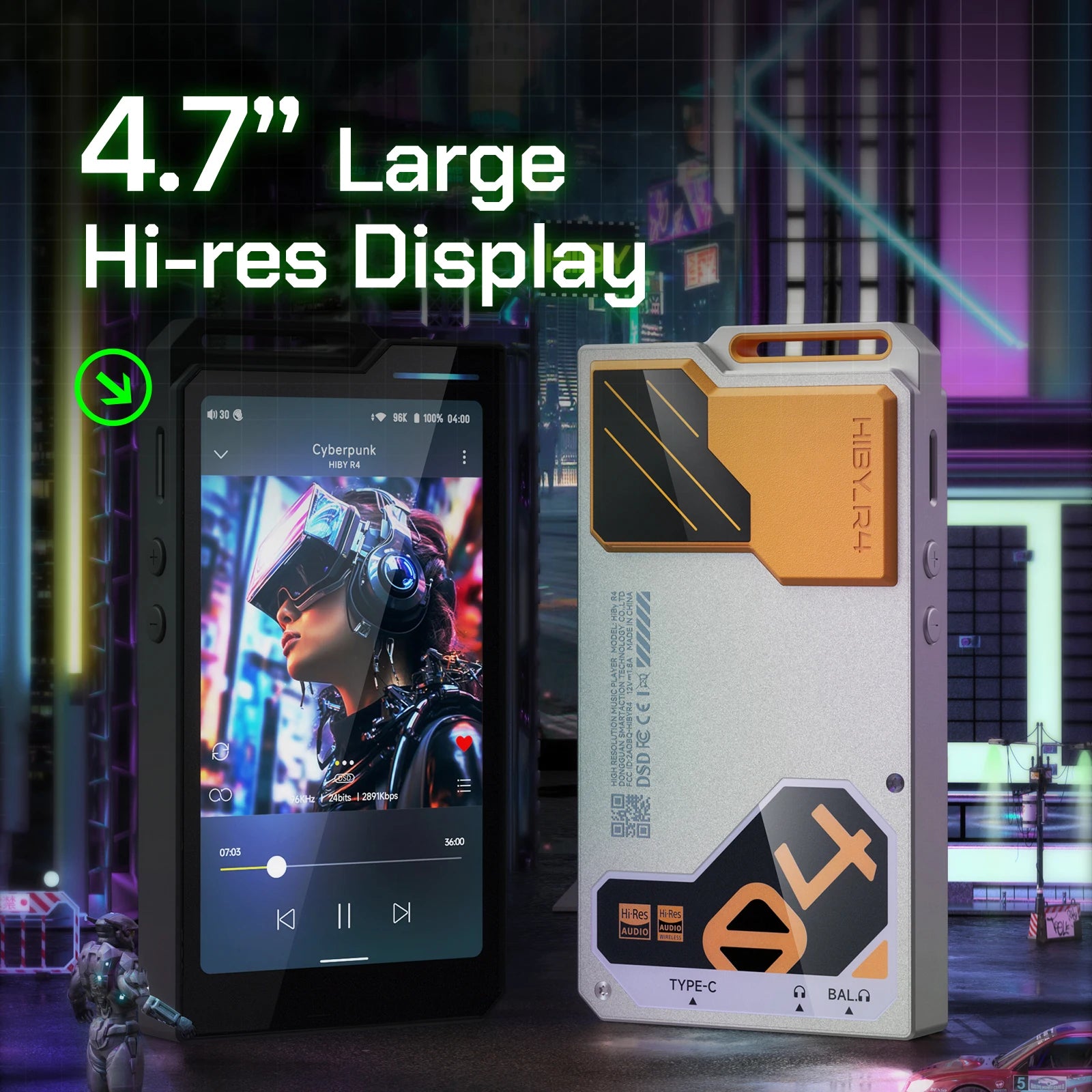 HiBy R4 HiFi Music Player – Android 12, Bluetooth & WiFi