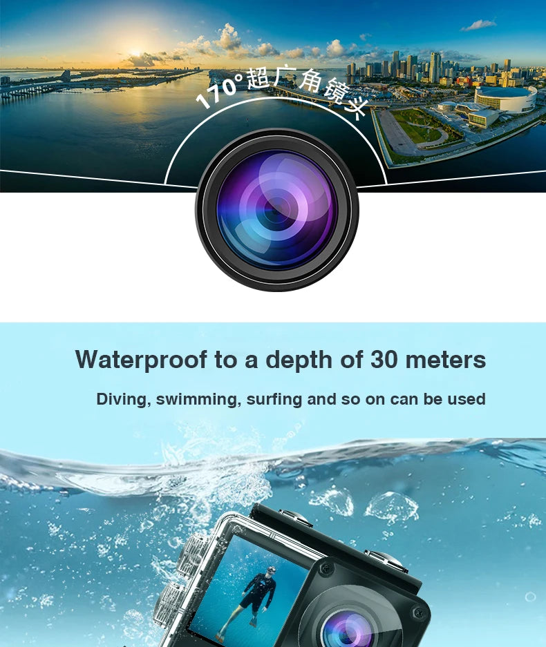 4K Ultra HD Action Camera – 2" Waterproof Helmet Sport Cam