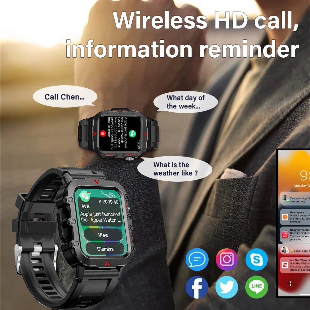 LAXASFIT Men’s Sports Smart Watch – 1.71″ LED Display