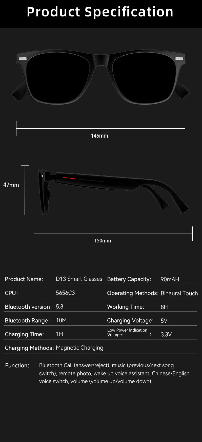 LAXASFIT Smart Sunglasses – Anti-Blue Light, Bluetooth & UV Protection