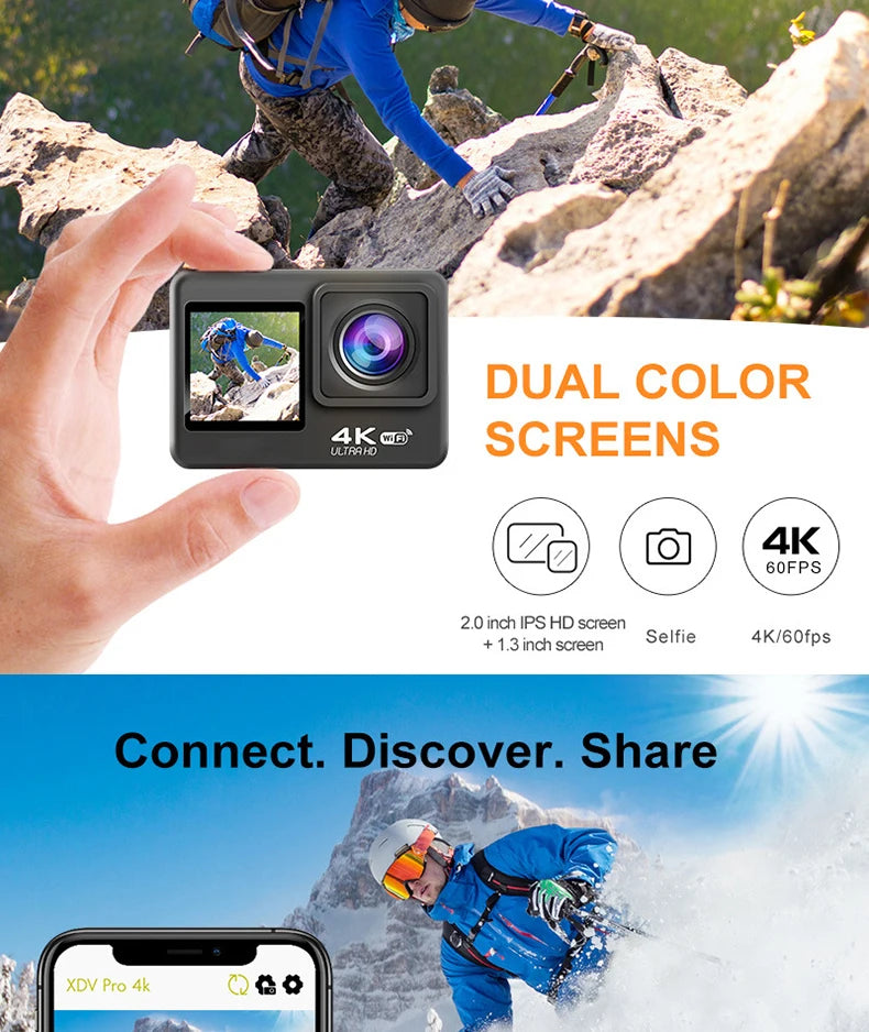 4K Ultra HD Action Camera – 2" Waterproof Helmet Sport Cam