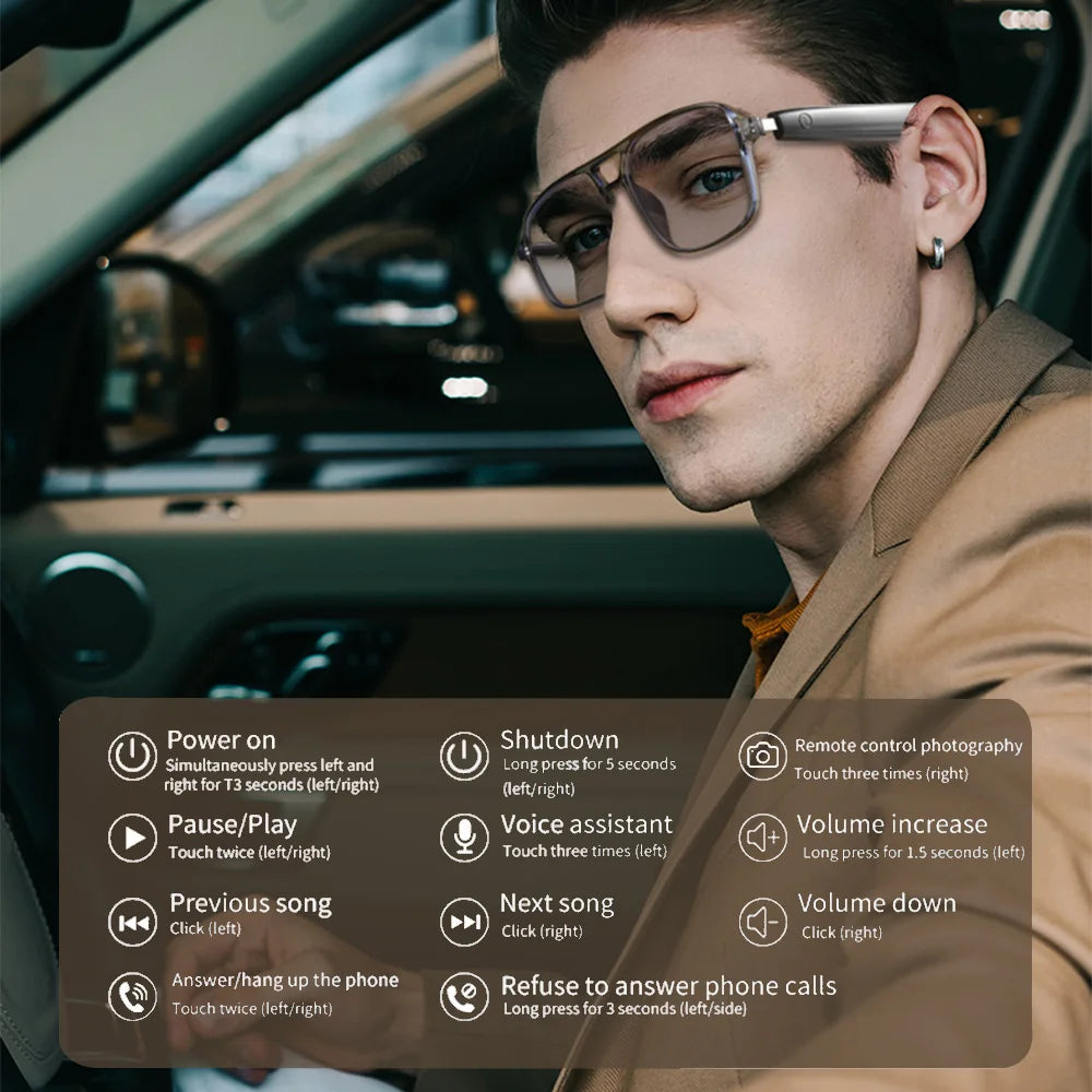 Smart Audio Glasses – Bluetooth, Anti-UV, Color-Changing Lenses
