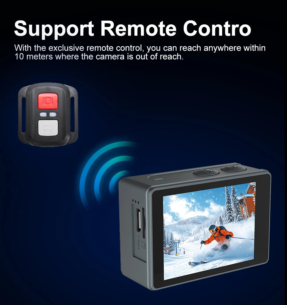 Ourlife MTR40 5K Action Camera – 2" Touchscreen, 170° Waterproof