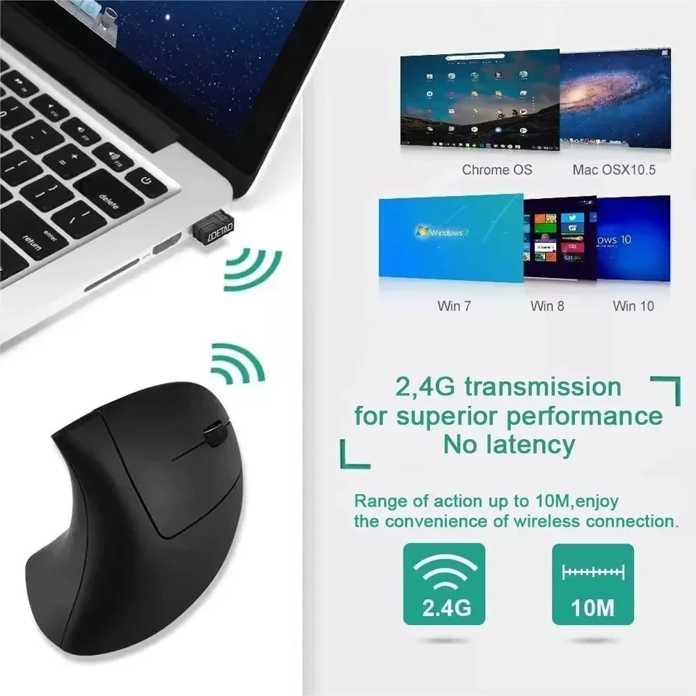 Ergonomic Vertical Wireless Mouse – 2.4GHz