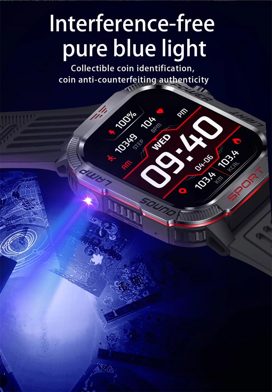 Military GPS Smartwatch for Men – Compass, Flashlight & Bluetooth Call