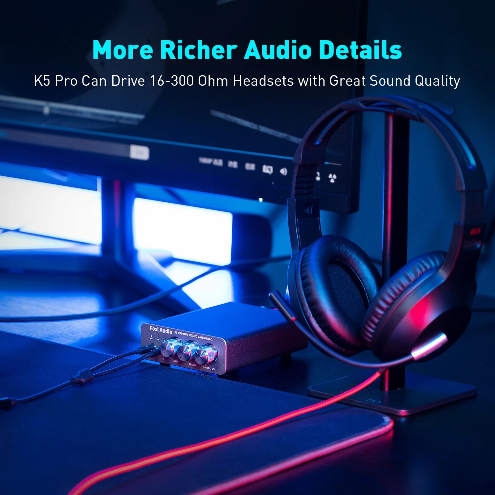 Fosi Audio K5 PRO – USB DAC & Headphone Amplifier