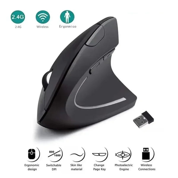 Ergonomic Vertical Wireless Mouse – 2.4GHz