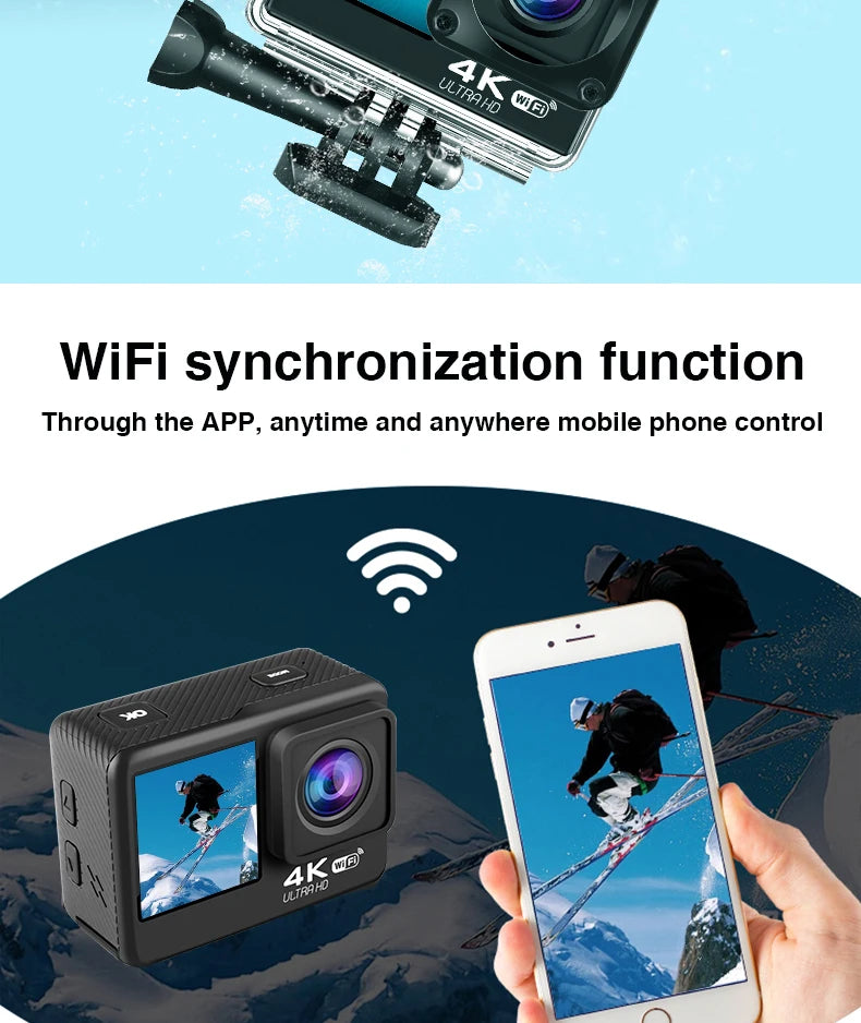 4K Ultra HD Action Camera – 2" Waterproof Helmet Sport Cam