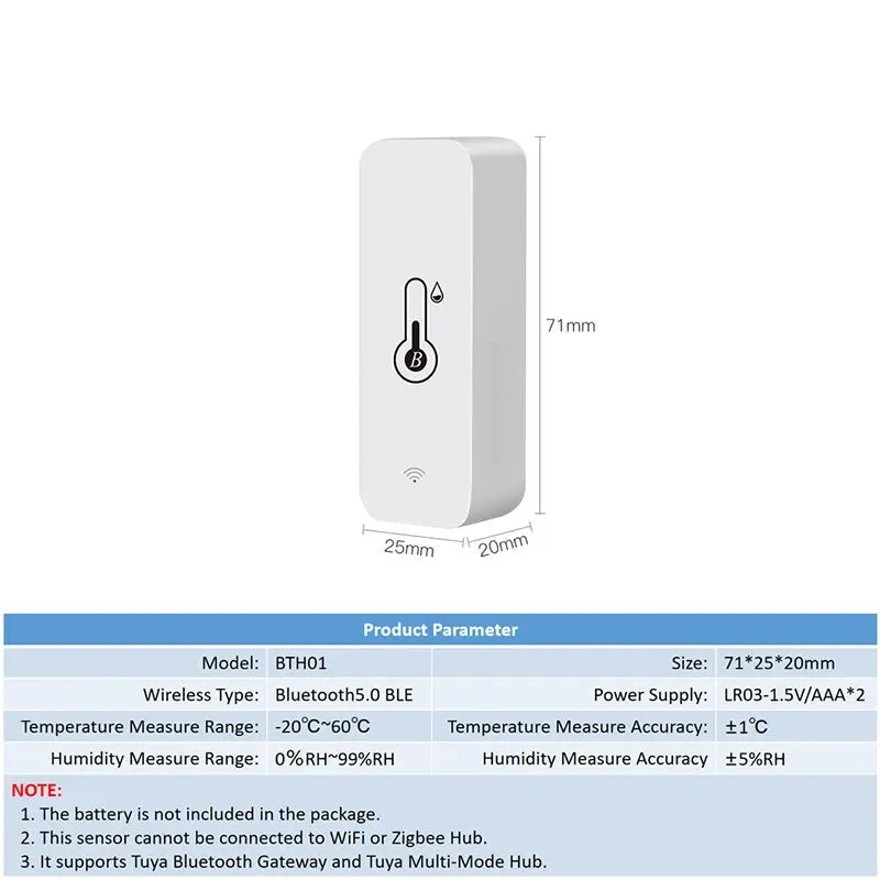 Tuya Smart Temp & Humidity Sensor – 2PACK