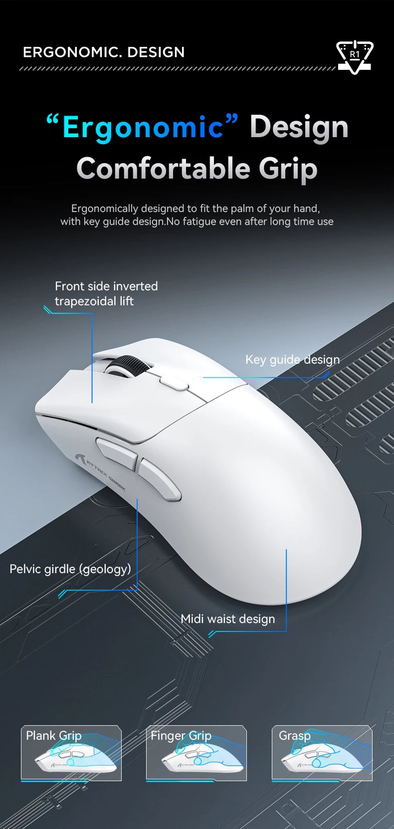 Attack Shark R1 Wireless Gaming Mouse – PAW3311 Sensor & Tri-Mode