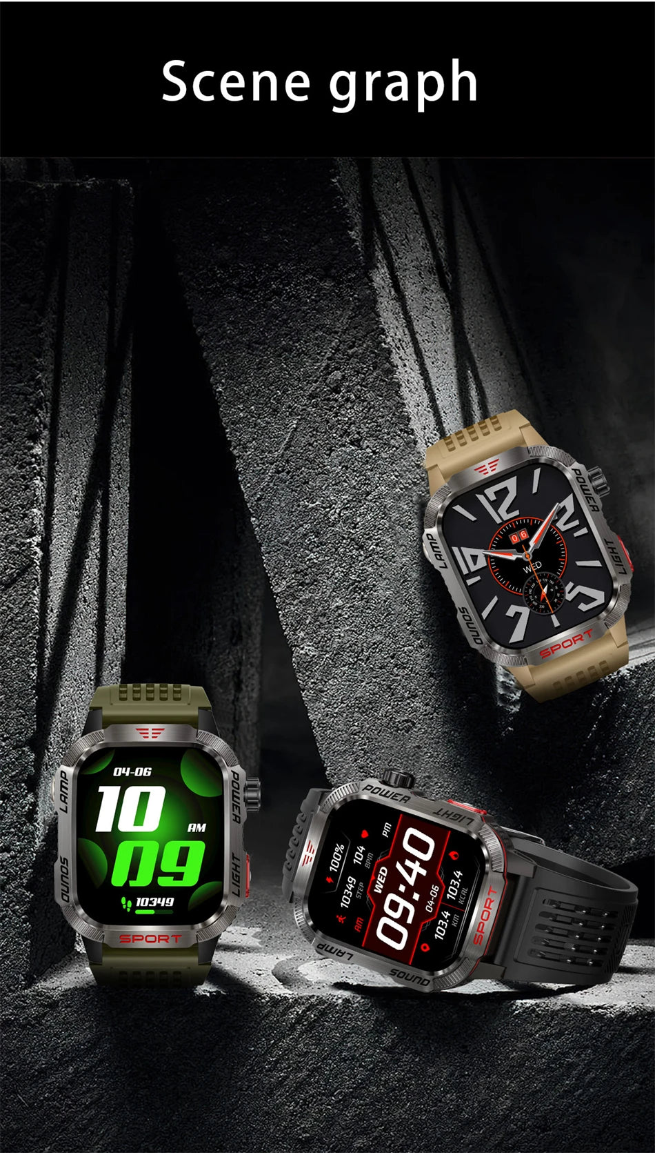 Military GPS Smartwatch for Men – Compass, Flashlight & Bluetooth Call
