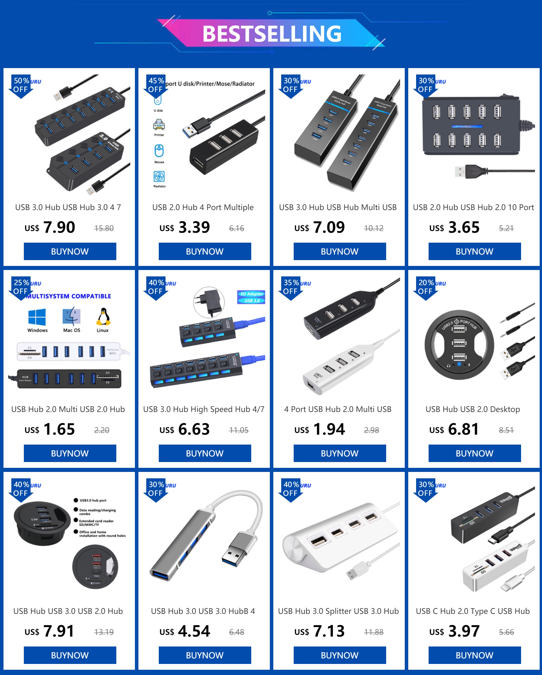 USB 3.0 Hub – 4/7 Port Multi Splitter